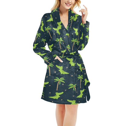 Alligator Pattern Print Design 02 Women's Fleece Robe