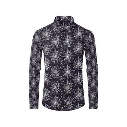 Spider Web Print Design LKS303 Men's Long Sleeve Dress Shirt