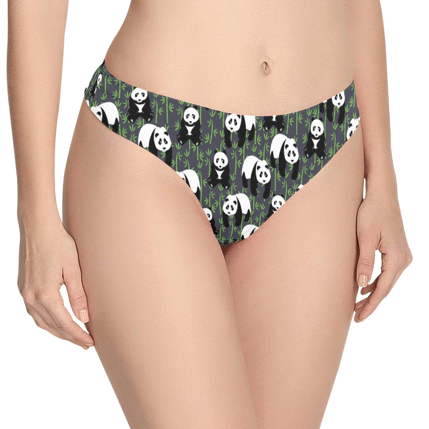 Panda Bear Bamboo Themed Print Women's Thongs