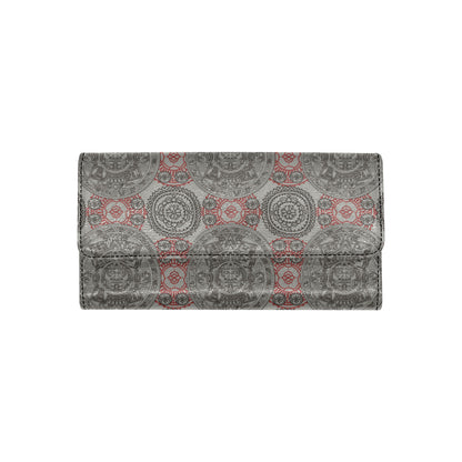 Calendar Aztec Pattern Print Design 04 Women's Trifold Wallet