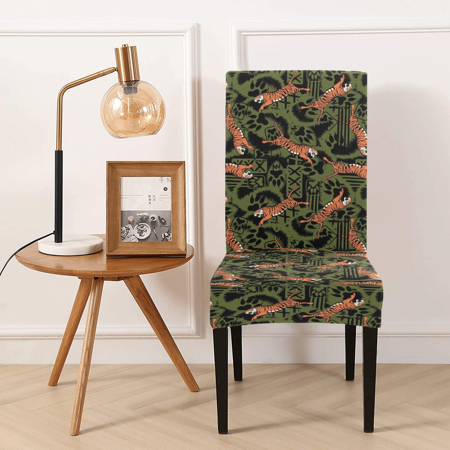 Tiger Pattern Print Design LKS303 Dining Chair Slipcover