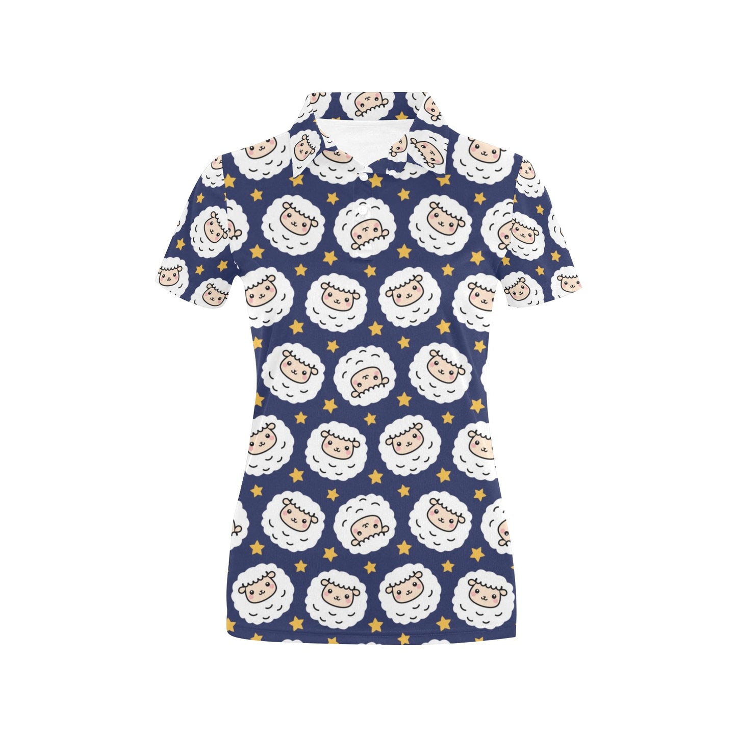 Sheep Print Design LKS402 Women's Polo Shirt