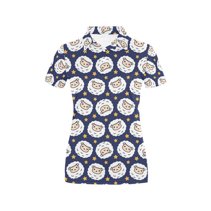 Sheep Print Design LKS402 Women's Polo Shirt