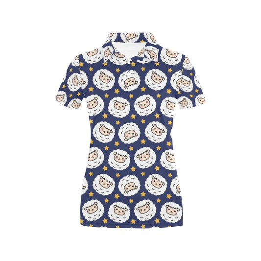 Sheep Print Design LKS402 Women's Polo Shirt