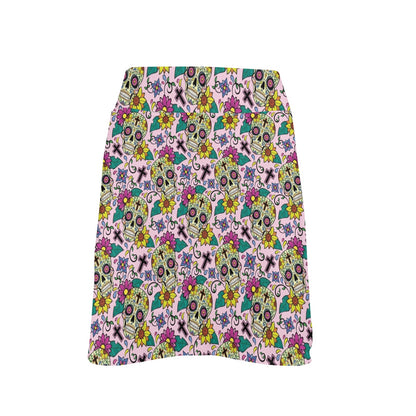 Sugar Skull Print Design LKS307 17" Golf & Pickleball Skort with Pockets
