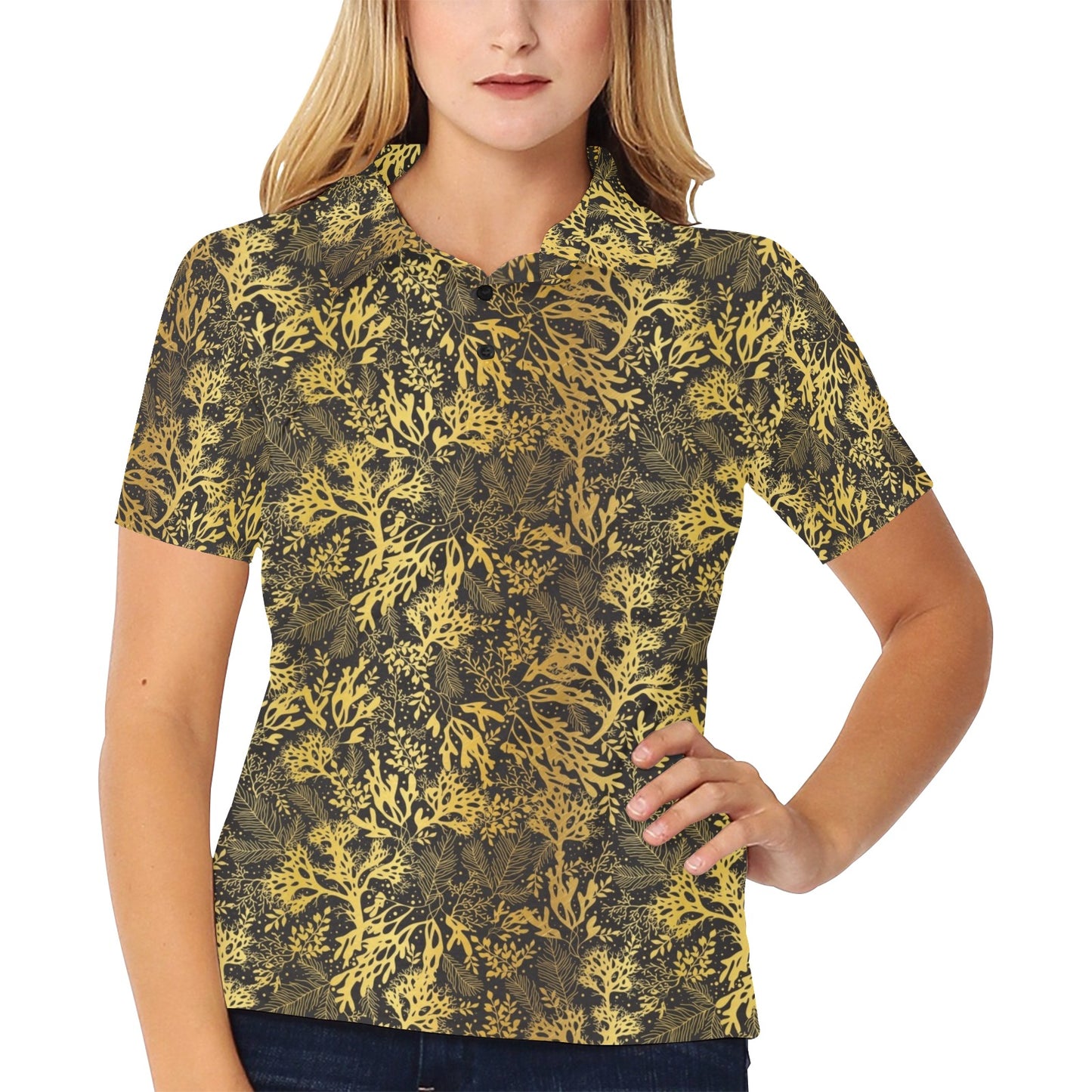 Seaweed Print Design LKS303 Women's Polo Shirt