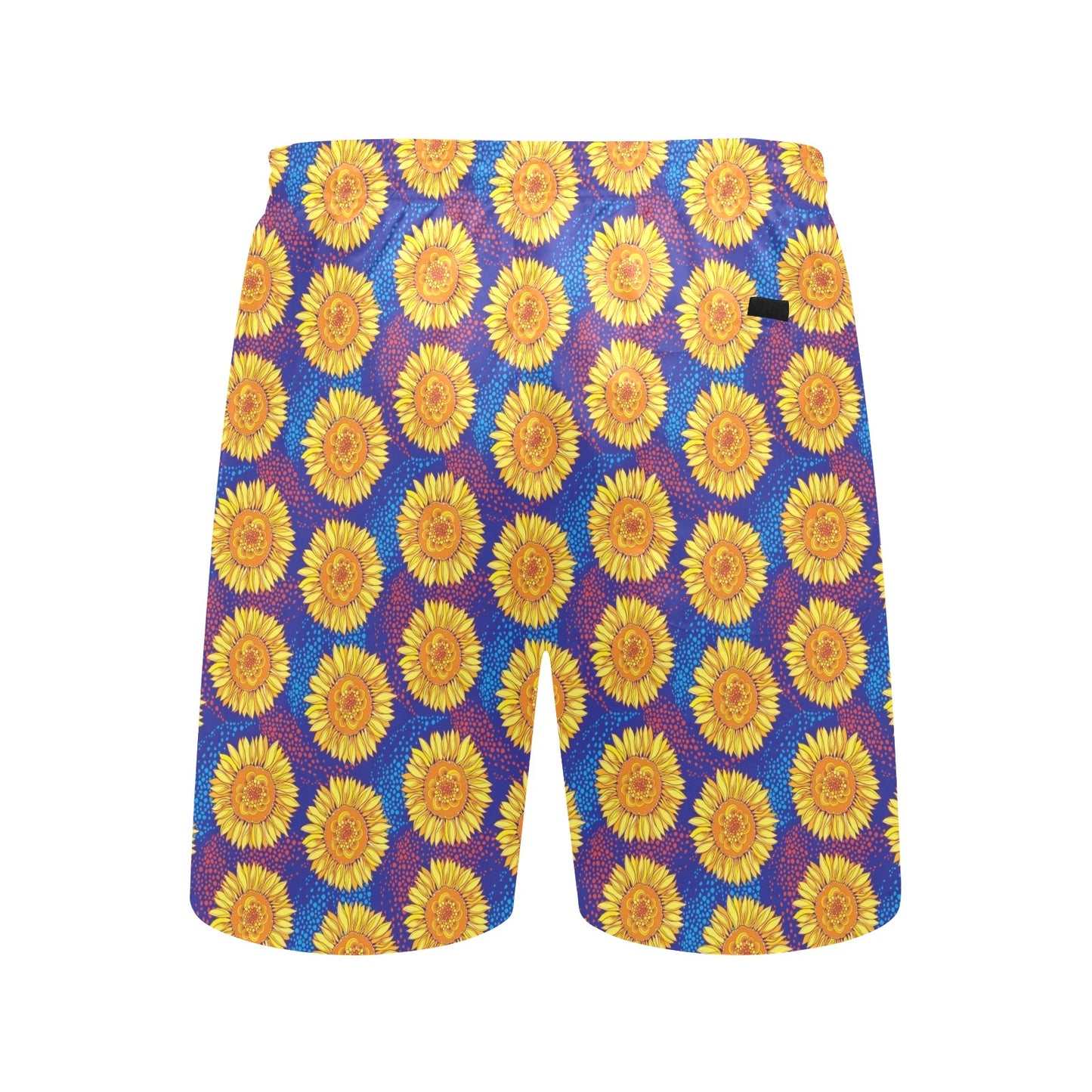 Sunflower Hand Drawn Style Print Men's Swim Trunks Beach Shorts