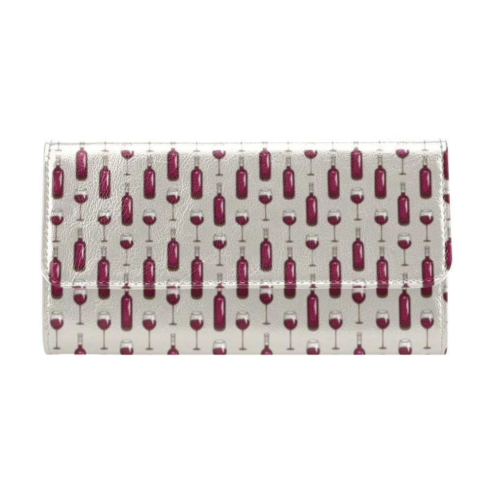 Wine Bottle Pattern Print Women's Trifold Wallet