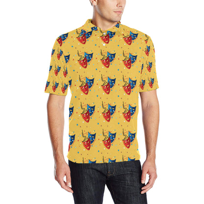 Acting Mask Pattern Print Design 02 Men Polo Shirt