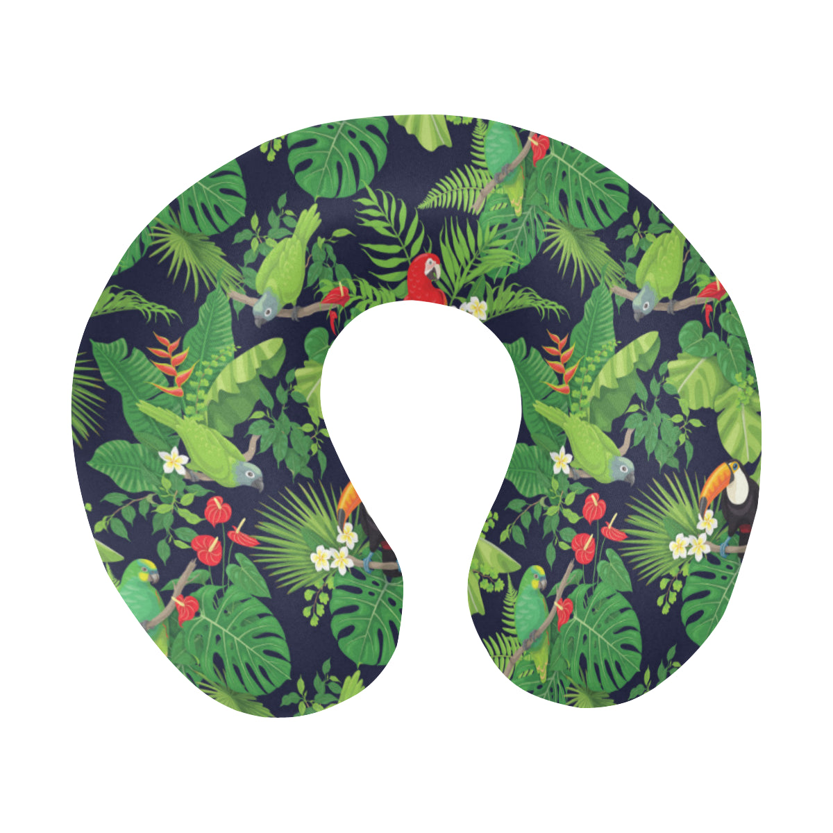 Rainforest Parrot Pattern Print Design A03 U-Shaped Travel Neck Pillow