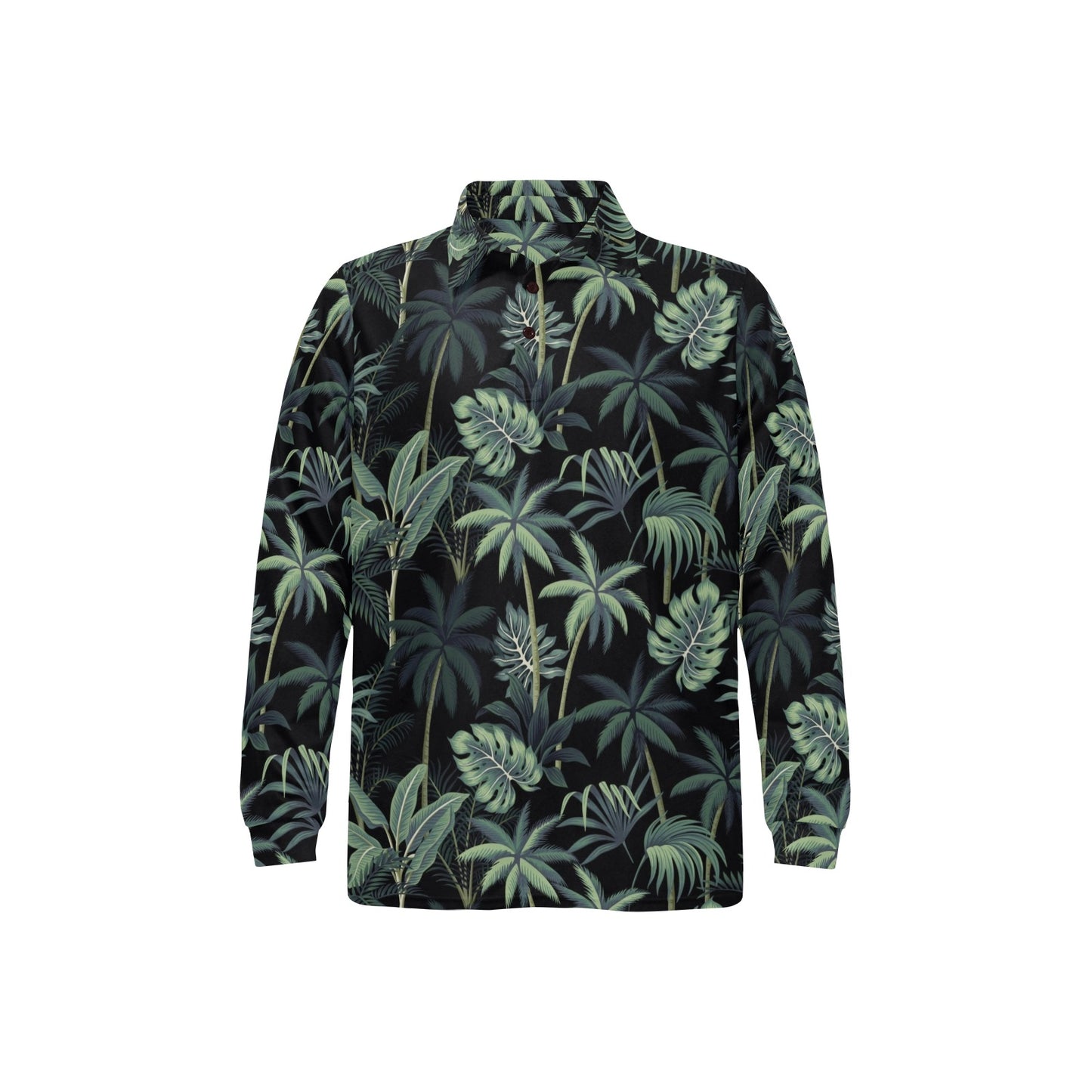 Rainforest Pattern Print Design RF02 Long Sleeve Polo Shirt For Men's