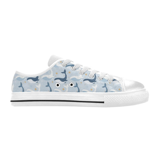 Whale Print Design LKS305 Women's White Low Top Shoes