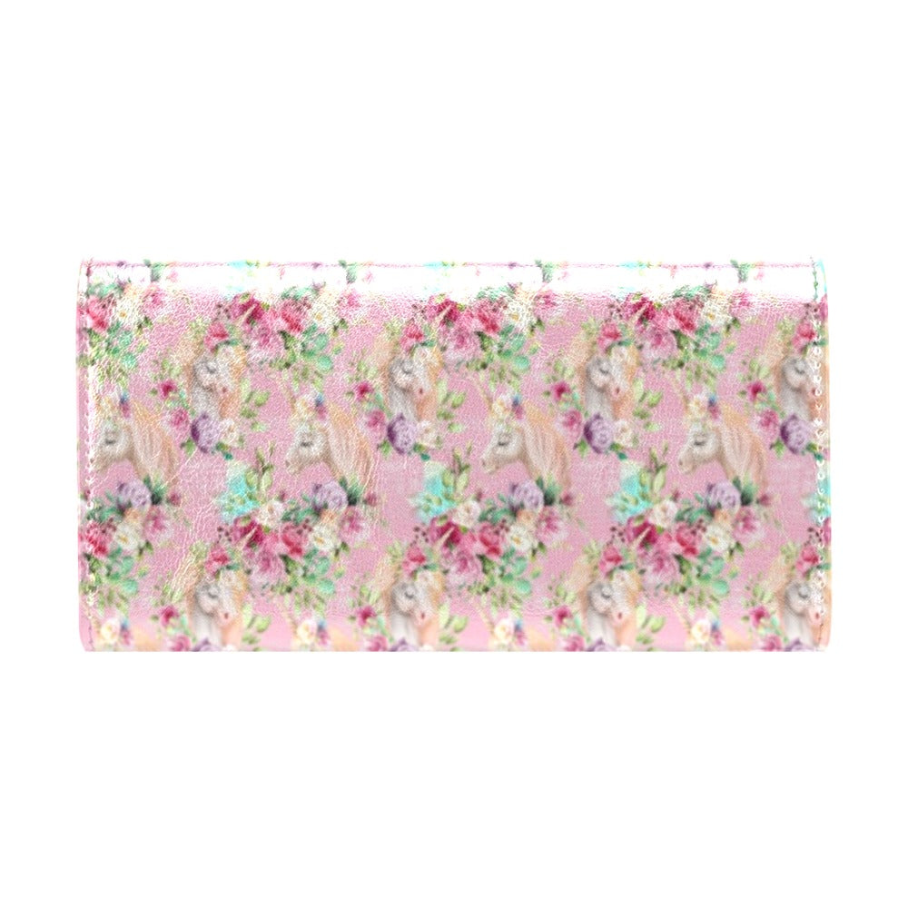 Unicorn Princess with Rose Women's Trifold Wallet