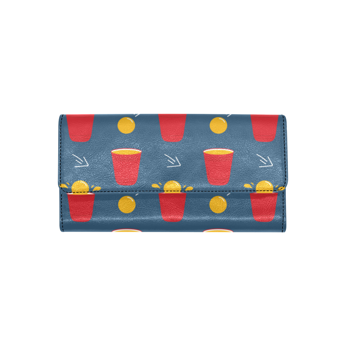 Beer Pong Pattern Print Design 02 Women's Trifold Wallet
