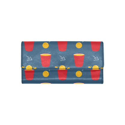 Beer Pong Pattern Print Design 02 Women's Trifold Wallet