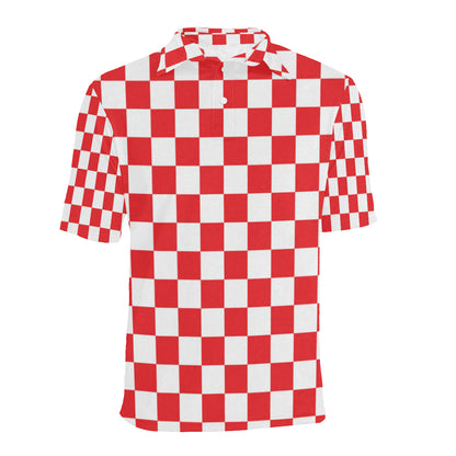 Checkered Red Pattern Print Design 04 Men Polo Shirt