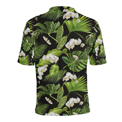 Tropical Flower Pattern Print Design TF026 Men Polo Shirt