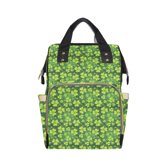 Shamrock Clover Print Diaper Bag Backpack
