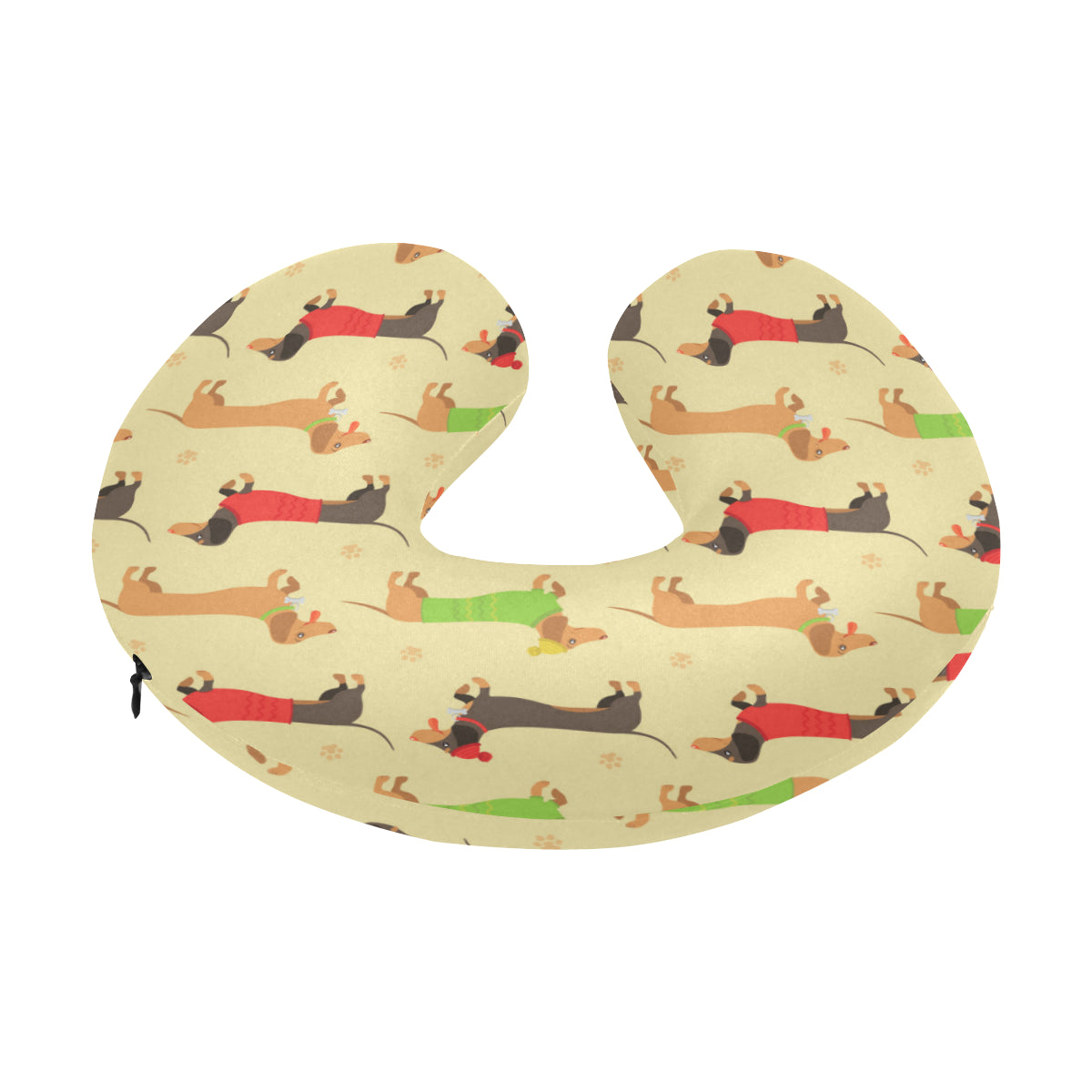 Dachshund Pattern Print Design 06 U-Shaped Travel Neck Pillow