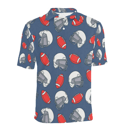 American Football Helmet Design Pattern Men Polo Shirt