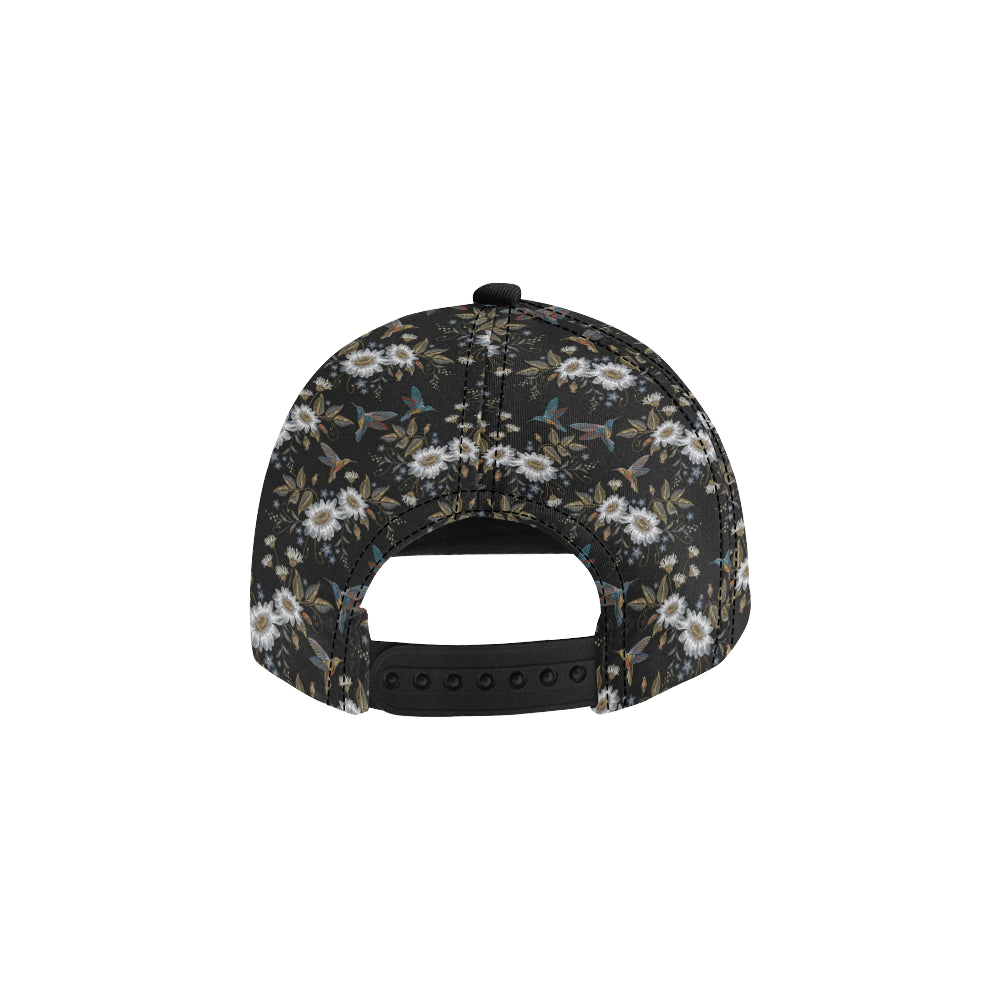 Hummingbird with Embroidery Themed Print Snapback Cap