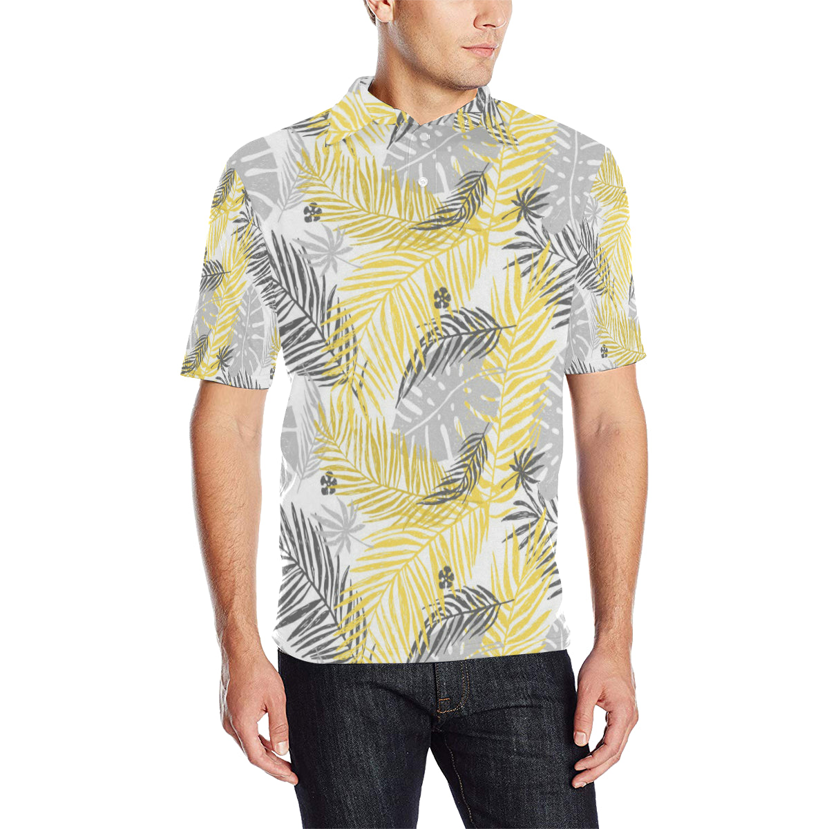Palm Leaves Pattern Print Design PL012 Men Polo Shirt