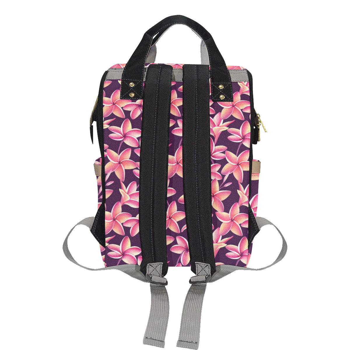 Purple Plumeria Pattern Print Design PM010 Diaper Bag Backpack