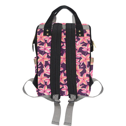 Purple Plumeria Pattern Print Design PM010 Diaper Bag Backpack