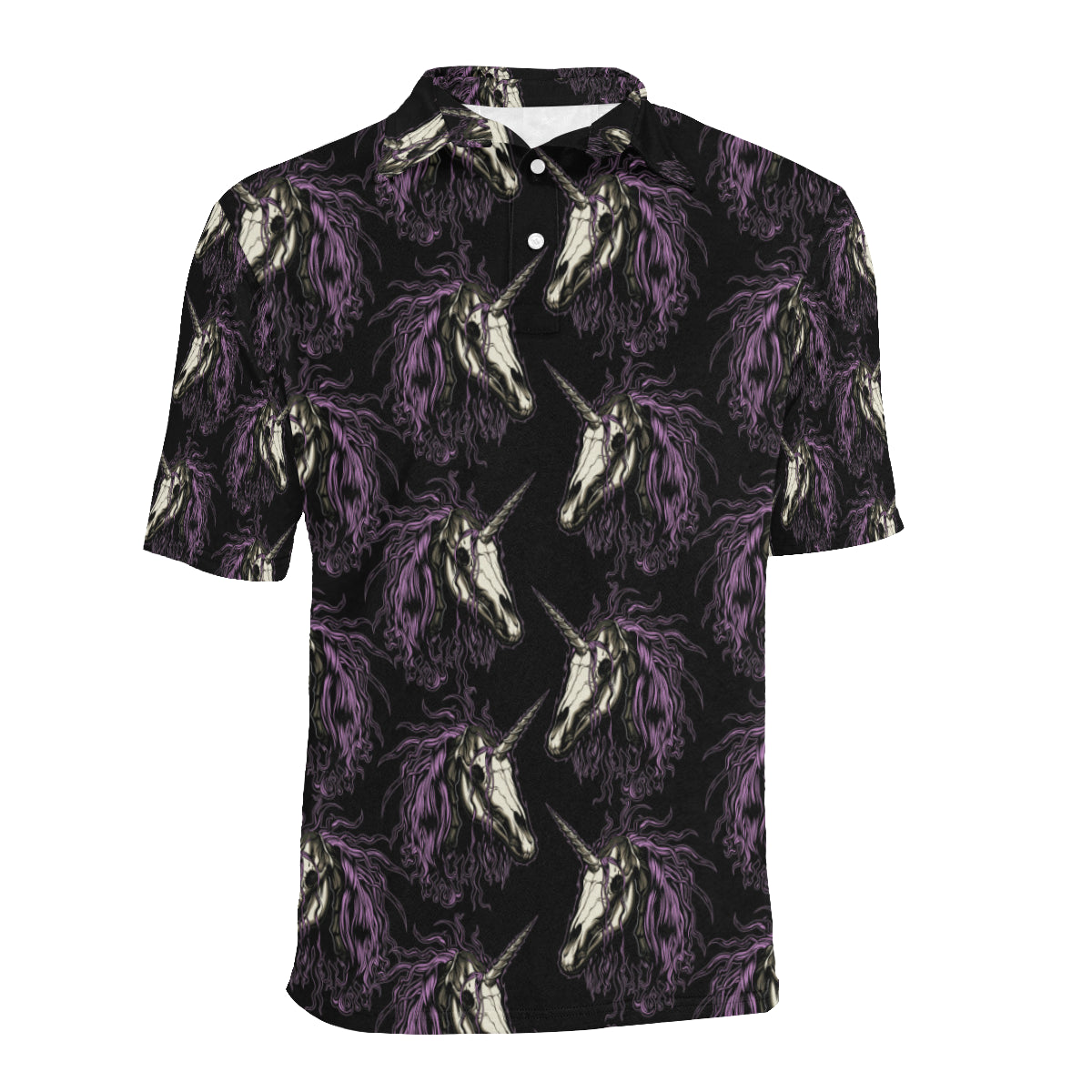 Unicorn Skull head Men Polo Shirt