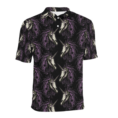 Unicorn Skull head Men Polo Shirt