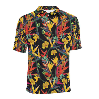 Bird Of Paradise Pattern Print Design BOP016 Men Polo Shirt