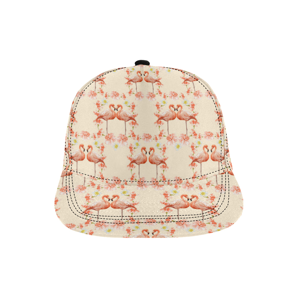 Flamingo Hibiscus Print Pattern Snapback Cap