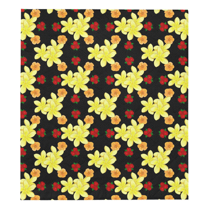 Yellow Plumeria Pattern Print Design PM04 Premium Quilt