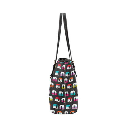 Camper Caravan Pattern Leather Tote Bag