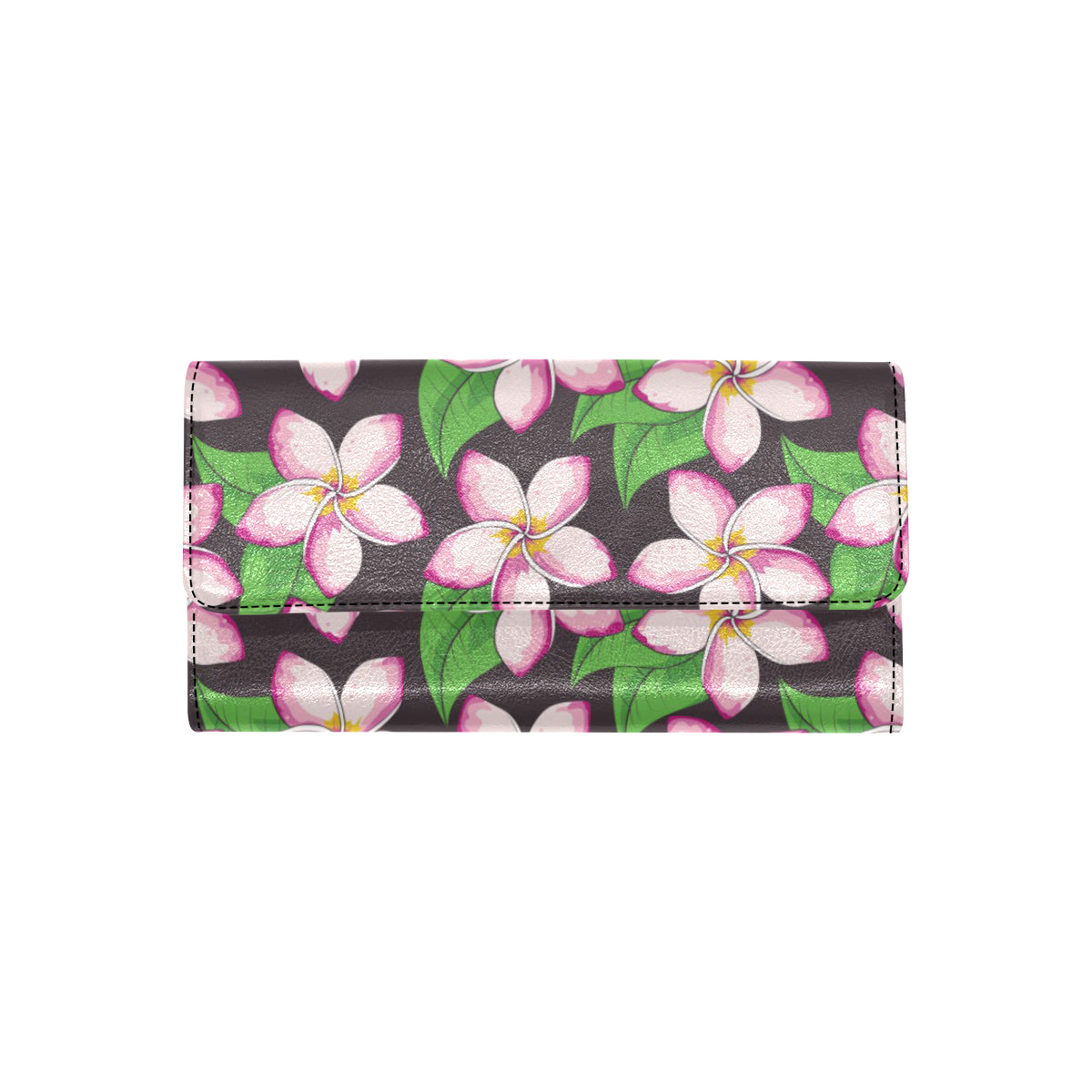 Pink Plumeria Pattern Print Design PM019 Women's Trifold Wallet
