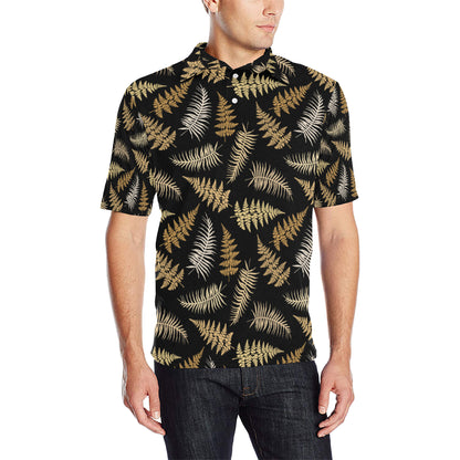 Fern Leave Bright Print Pattern Men Polo Shirt