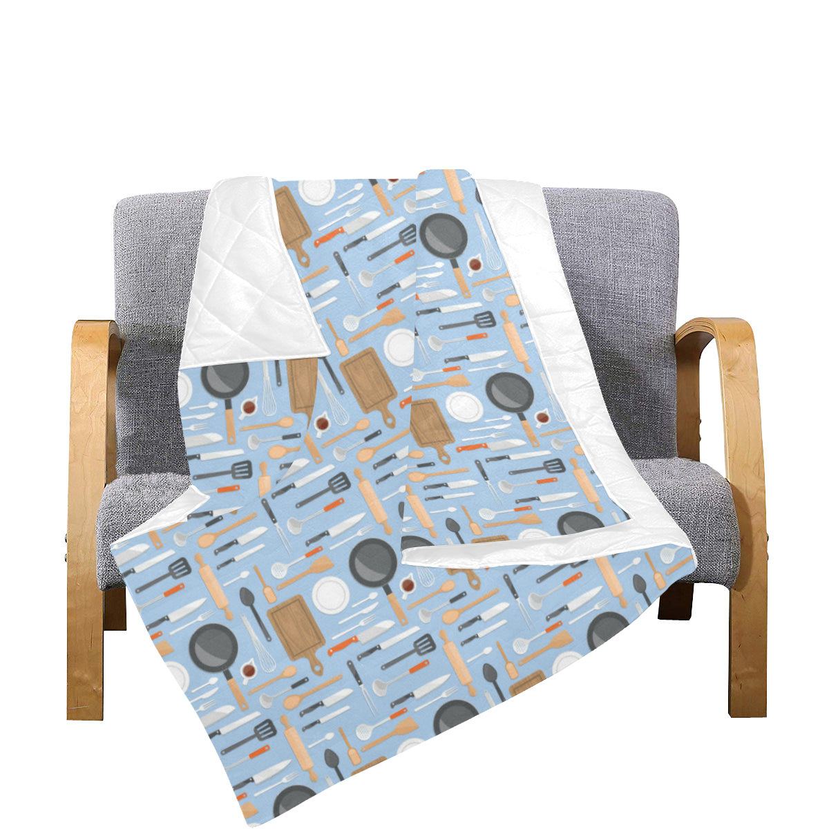 Cooking Kitchen Tools Pattern Print Design 02 Premium Quilt
