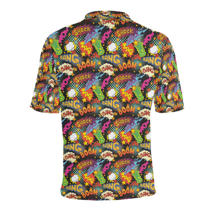 Comic Book Pattern Print Design 01 Men Polo Shirt