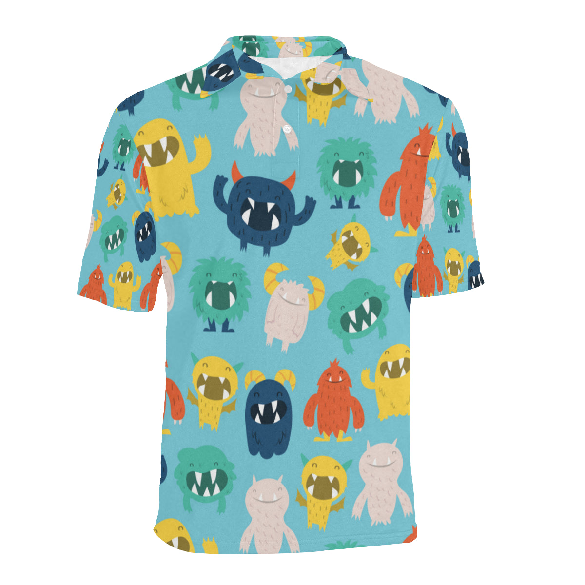 Monster Cartoon Pattern Print Design 03 Men Polo Shirt