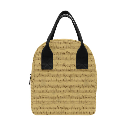 Music Note Vintage Themed Print Insulated Lunch Bag