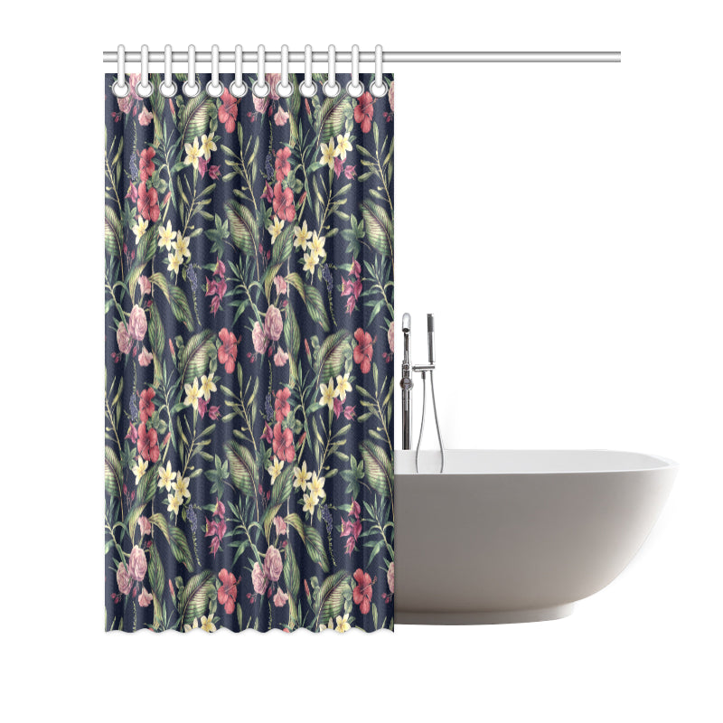 Tropical Flower Pattern Shower Curtain