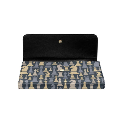 Chess Pattern Print Design 04 Women's Trifold Wallet