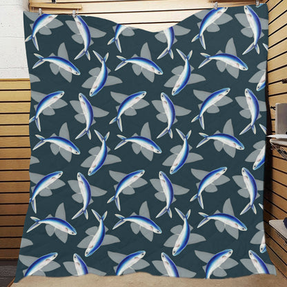 Flying Fish Pattern Print Design 04 Premium Quilt