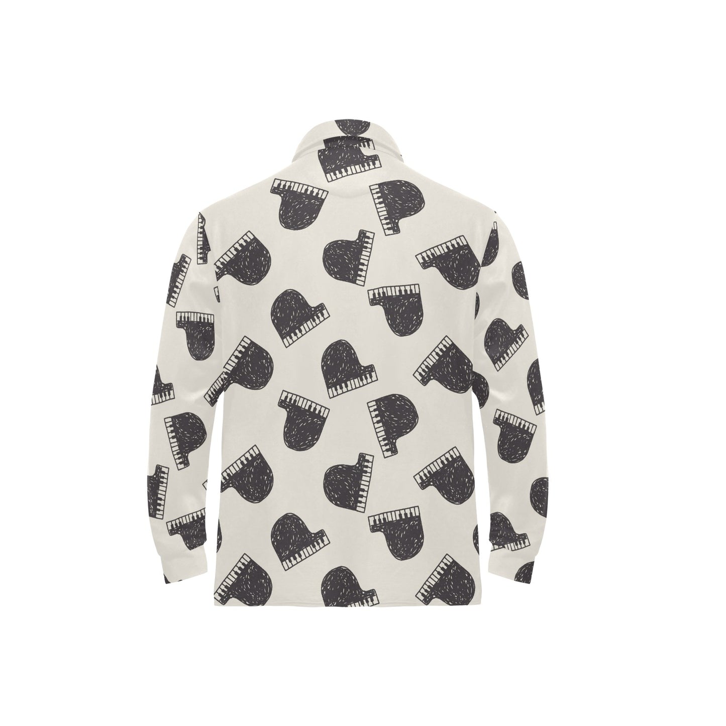Piano Pattern Print Design 04 Long Sleeve Polo Shirt For Men's