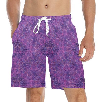 Bohemian Lotus Mandala Style Men's Swim Trunks Beach Shorts