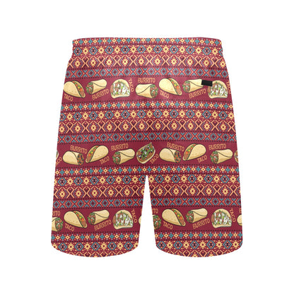Burrito Taco Print Design LKS302 Men's Swim Trunks Beach Shorts