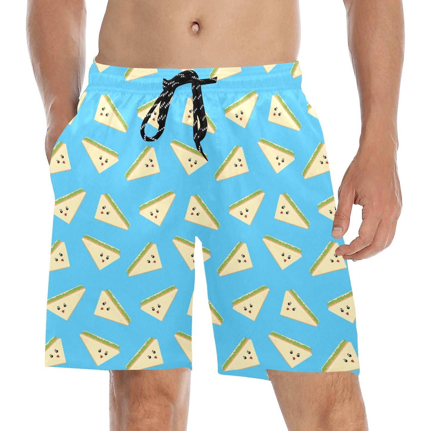 Sandwich Emoji Print Design LKS305 Men's Swim Trunks Beach Shorts