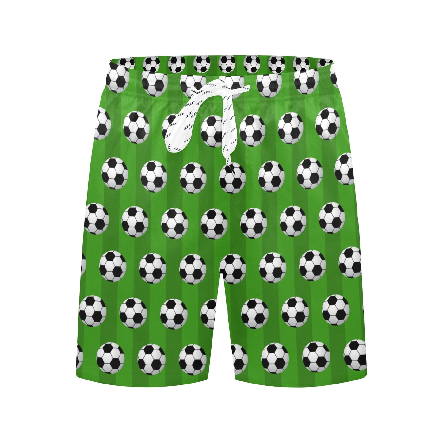 Soccer Ball Green Backgrpund Print Men's Swim Trunks Beach Shorts