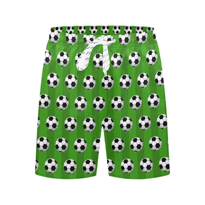Soccer Ball Green Backgrpund Print Men's Swim Trunks Beach Shorts
