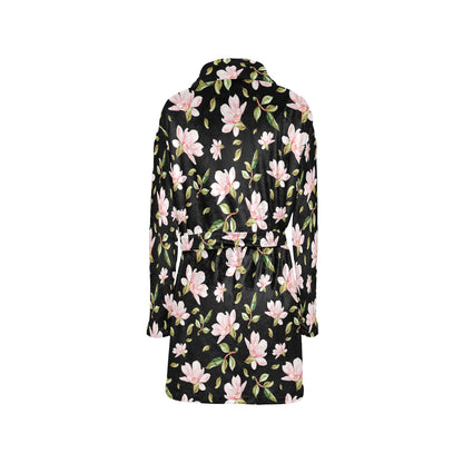 Magnolia Pattern Print Design MAG01 Women's Fleece Robe